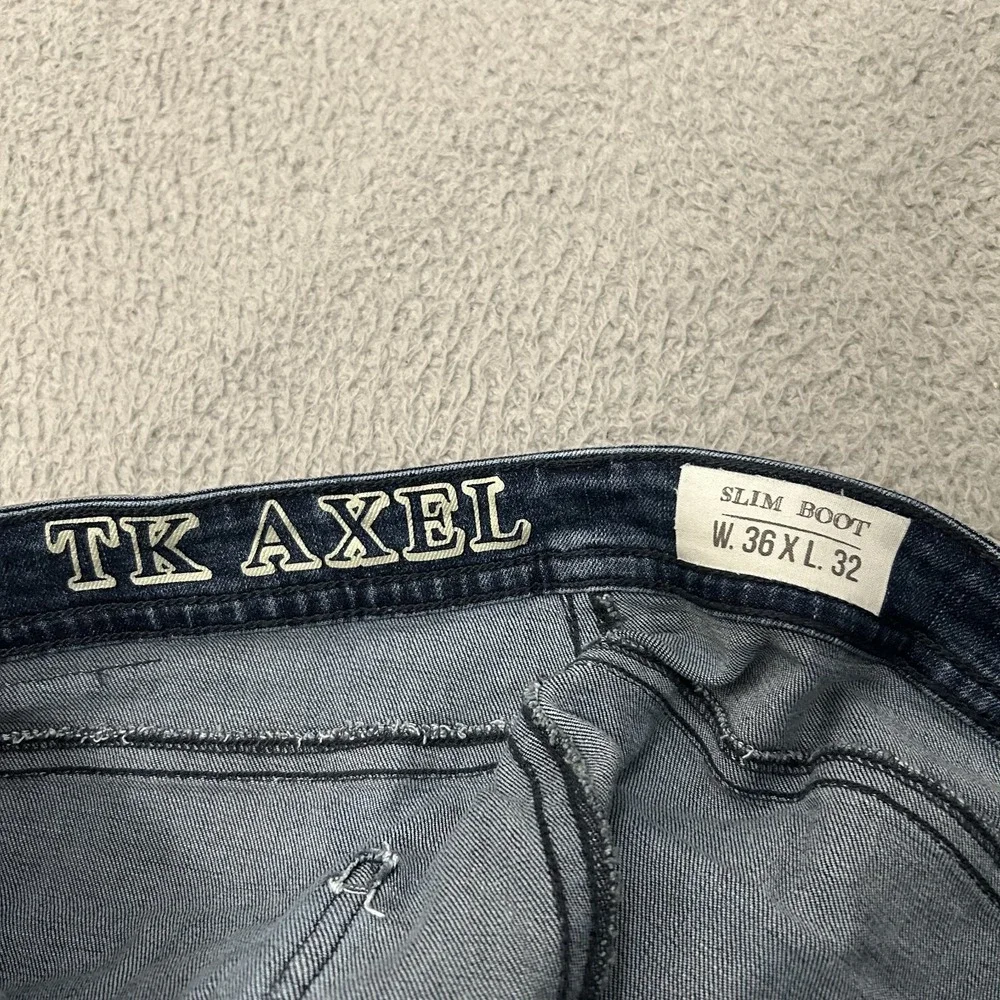 TK Axel Jeans Mens 36x32 Blue Denim Slim Boot Cut Medium Wash Western Stretch